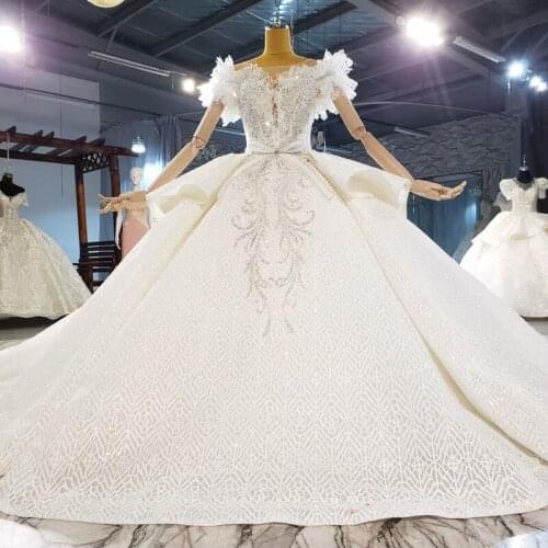 2021 New Arrivals Gorgeous Flowers Puffy Romantic Sleeve Beading Lace Wedding Dress China Shop Online Vestido De Noiva Princesa