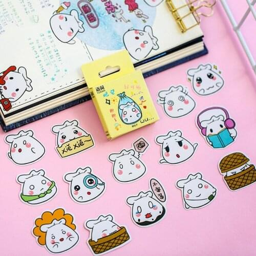 50PCS/box New Lovely Moe Buns Paper Lable Sealing Stickers Crafts And Scrapbooking Decorative Lifelog DIY Stationery