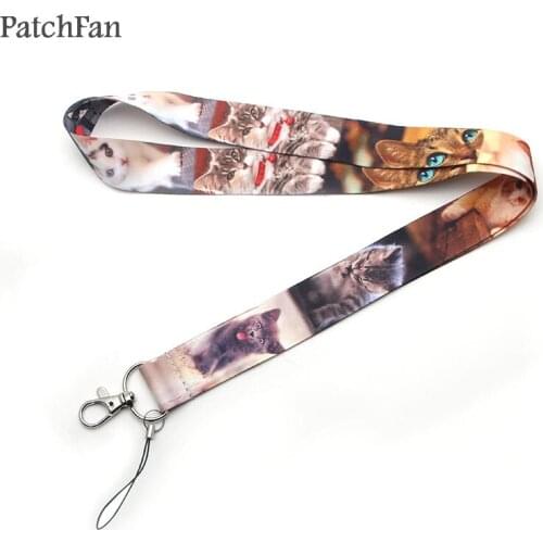 A0421 Patchfan cartoon Pretty cat Lanyard for ID Pass Card Badge Cartoon Neck Straps Gym Key/Mobile Phone USB Holder DIY