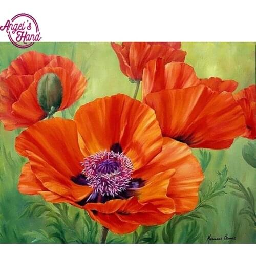 Diamond embroidery Three red pony flower Diy diamond painting square drill mosaic pasted canvas cross stitch Crafts gifts