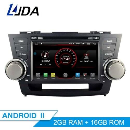 LJDA 2 Din Android 10 Car DVD Player For Toyota highlander 2008-2011 Wifi GPS Radio 2G+16G Quad Cores Multimedia Stereo RDS DSP