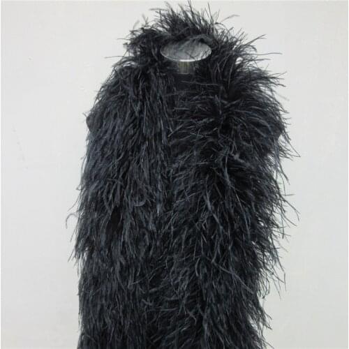 Wholesale 10 Layer Fashion fluffy Black Ostrich Feather Boa Party Plumas De Faisan Christmas Craft Diy Jewelry Plume Plumas