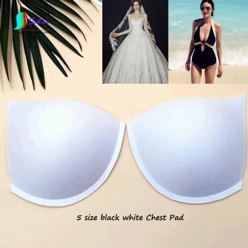 High Quality Large Black White Vest Sponge Traceless Bra Swimsuit Bikini Underwear Wedding Dress Decorate Pressed Edge Chest Pad