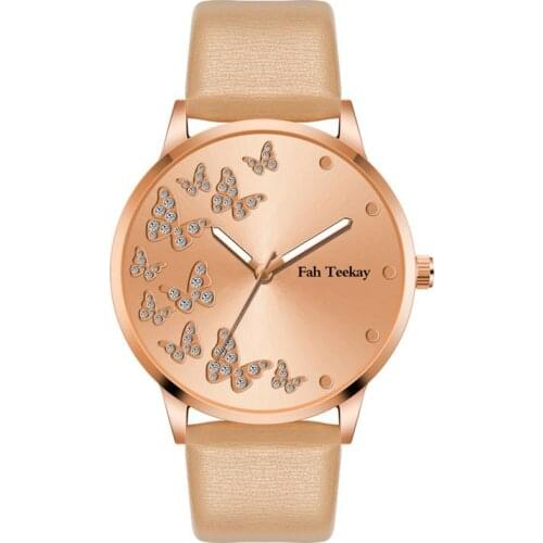 Womens Fashion Casual Watches with Butterfly Pattern Woman Quartz Clock 2020 Simple Female Leather Wristwatches Girls Watch