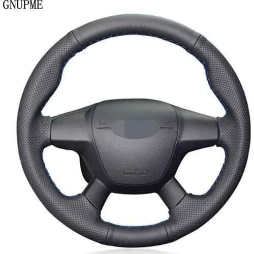 DIY Hand-Stitched Soft Black Artificial Leather Car Steering Wheel Cover For Ford Focus 3 2012-2014 KUGA Escape 2013-2016
