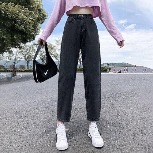 WomenS Harem Jeans 2021 New Korean Of The Trend Low-Waist Wide-Leg Denim Trousers Black Vintage Ankle-Length Pants For Egirl