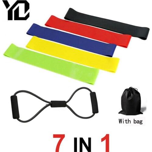 7Pcs/lot Fitness Resistance Rubber Bands Workout Training Equipment Gym Fitness Booty Elastic Band Yoga Exercise Train Home