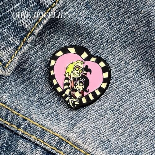 QIHE JEWELRY Protagonist Enamel Pins Crazy Couple Brooches Badges Fashion Movie Pins Gifts for Friends Wholesale