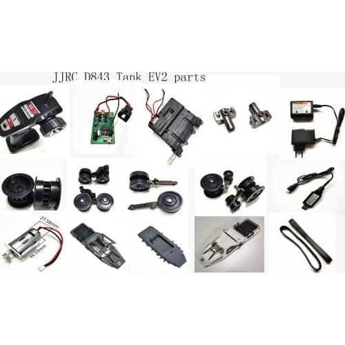 JJRC D843 Tank EV2 RC Tracked Model Original Full Parts Remote Control Gearbox Motor Car Wheel Charger Track receiving plate etc
