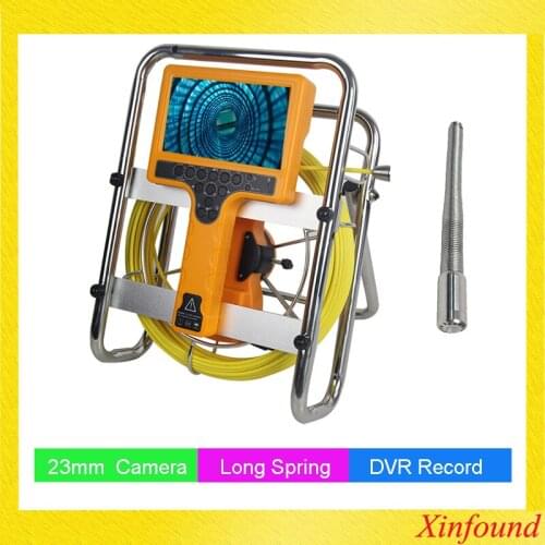 Drain pipeline inspection camera 7INCH monitor DVR record 23mm long spring camera head waterproof camera CCTV smart