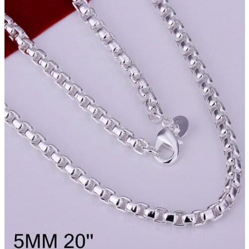 KN-N053 Hot Sale Free Shipping 5MM Fine 925 Jewelry Wholesale Silver Charms Fashion Jewelry New Round Necklace /abuaitba