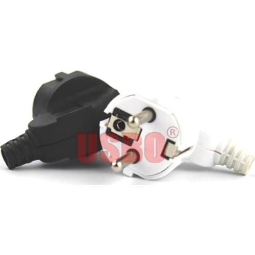 Elbow Black White 250V 16A EU German France Korea Netherlands Swiss Italy Russia 4.8mm pin detachable wiring power plug Type-G