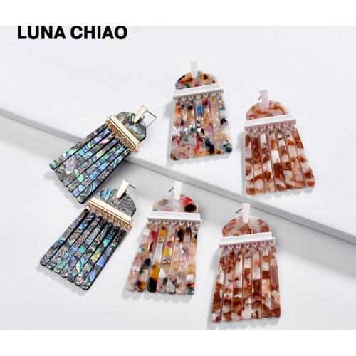 LUNA CHIAO Fashion Jewelry Colorful Acrylic Geometric Statement Earring Blue Shell Resin Stud Earrings for Women