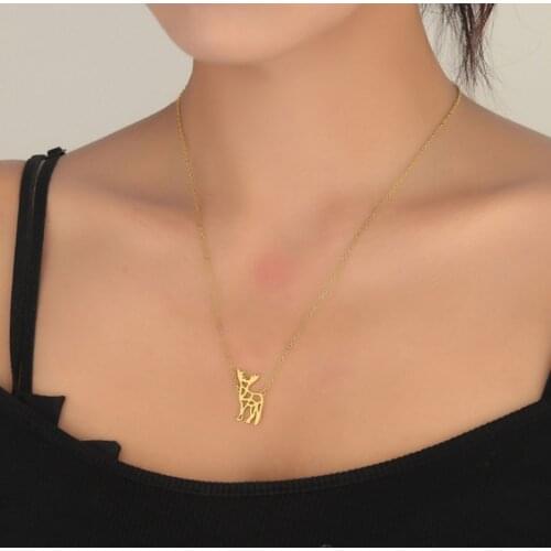 Cute Origami Reindeer Necklaces for Girls Kids Stainless Steel Deer Pendant Trendy Animal Jewelry Gift for Her