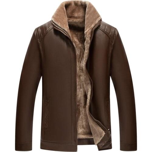 Winter Motorcycle Leather Jackets Men Slim Stand Collar Zipper Outwear Thicken Warm Faux Leather Coat Casual Vintage PU Jackets