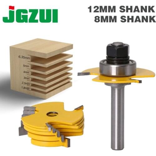 2Pc 6 Piece Slot Cutter 3 Wing Router Bit Set Woodworking Chisel Cutter Tool- 8"& 12" Shank Tenon Cutter for Woodworking Tool