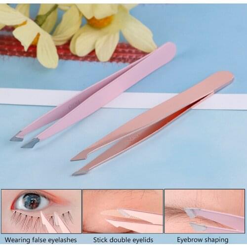 Stainless Steel Angled Slanted Eyebrow Tweezers Face Hair Removal Trimmer Care