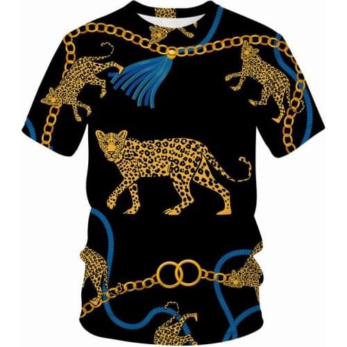 New Summer Chain 3D Sumptuous T shirt Men Women Leopard Casual Fashion Streetwear Boy Girl Kids Printed T-shirt Cool Tops Tee