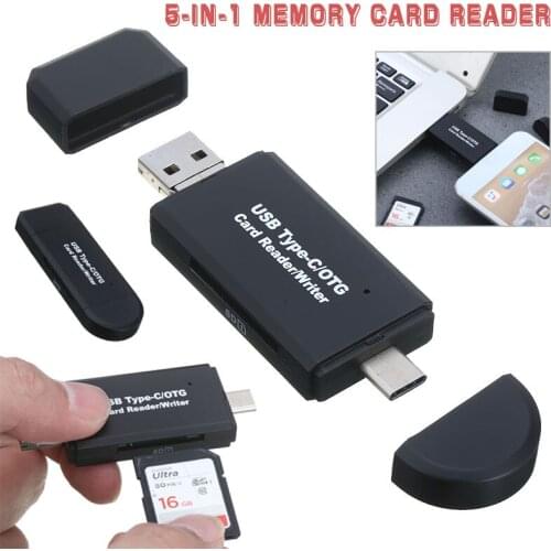 New Arrival Type-C & USB3.0 OTG 5-in-1 Micro SD Flash Drive Memory Card Reader/Writer Portable Adapter Computer