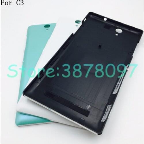 New Battery Cover Replacement Parts For Sony Xperia C3 S55T S55U D2533 Rear Battery Door Back Cover Housing+Logo