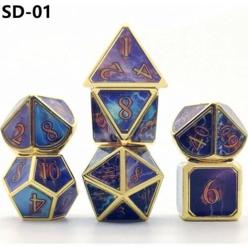 New Metal DND Dice Set D20 Dados Rol Polyhedral RPG Dice Playing Dobbelstenen Dobbel Game Dobbelspel kostki do gry Dadi 7pcs/Set