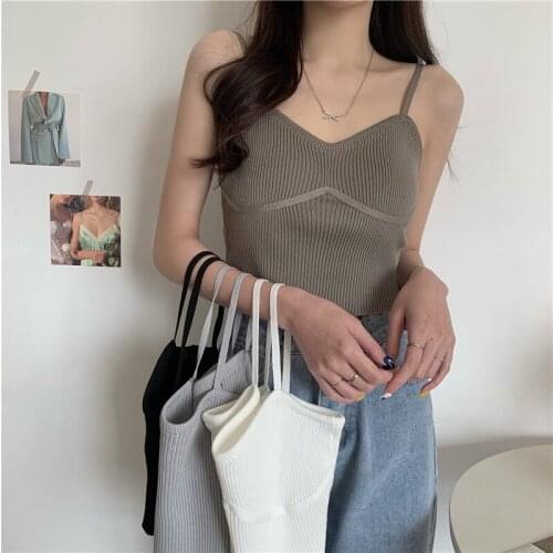 Solid Camis Vest Women Tank Tops Female 2021 Summer Sexy Strap Basic Tops Slim Sleeveless Camisole Push Up Crop Tops