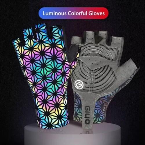 Giyo Half Finger Anti-slip Cycling Gloves Luminous Fingerless Gloves Bicycle Mitten Silicone Palm Summer Gloves Bike Equipment