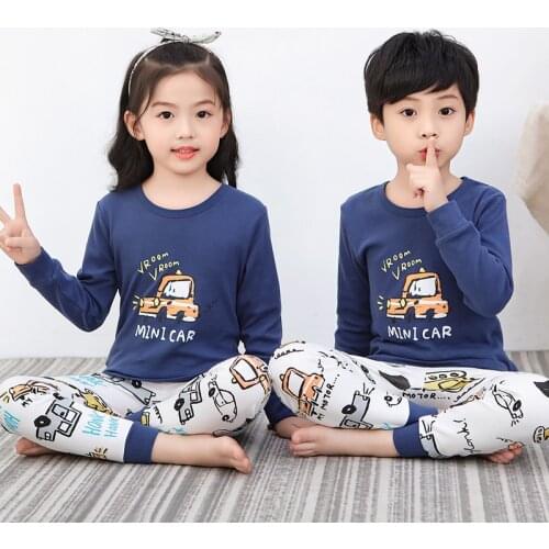 Autumn Winter Big Boys Girls Clothes Pajamas Sets Cotton Pyjamas Kids Sleepwear Homewear Teenager Long-sleeve Pijamas Suit