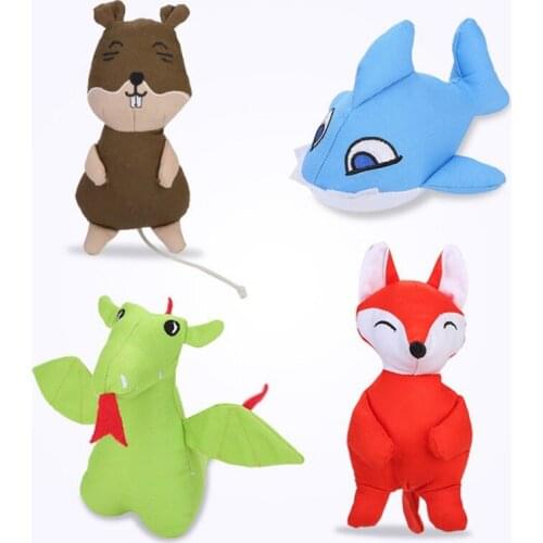 1pc Plush Dog Toys Squeaky Blue Shark Red Fox Puppy Chew Toy Interactive Cat Toys Pet Dog Sound Toys For Small Medium Dogs