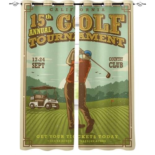 Prairie Golf Retro Car Blackout Curtains For Living Room Bedroom Printed Window Treatment Drapes Home Decor