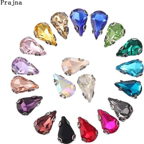 Prajna Drop Glass Claw Drill Crystal Sew On Rhinestone For Wedding Dress Accessories Shoes Diy Colorful Dress Stones F