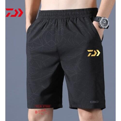 Daiwa Fishing Spring Summer Shorts Drawstring Ice Silk Shorts Mens Casual Outdoor Sport Camping Pants Breathable Fishing Pants