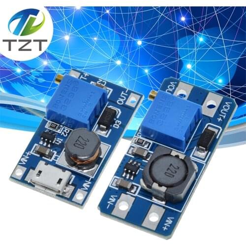 MT3608 DC-DC Adjustable Boost Module 2A Boost Plate Step Up Module with MICRO USB 2V-24V to 5V 9V 12V 28V