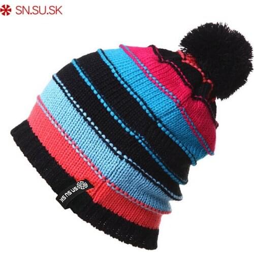 SN.SU.SK Unisex Men Women Skiing Hats Warm Winter Knitting Skating Skull Cap Hat Beanies Turtleneck Caps Ski Cap Snowboard
