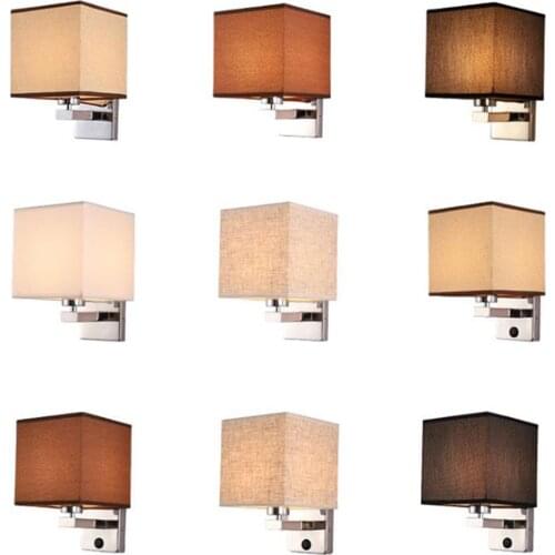 Modern Wall Lamp black white flax wall sconces with linen shade American Vintage Fixture Hotel Bedside Restaurant Cafe Bar Light