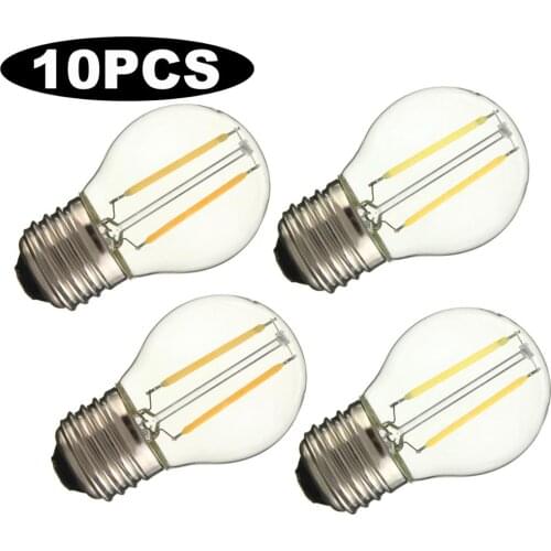 10X E27 Vintage LED Filament Light Bulbs White 2W 4W 6W Replace Incandescent 20W-60W Lamp G45 Screw Base Retro Edison Bulb 220V