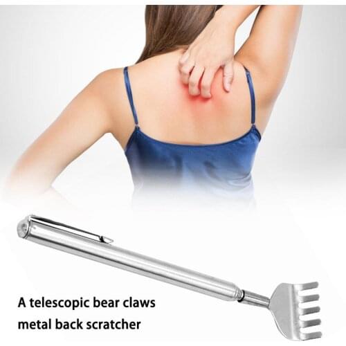 New Stainless Steel Back Scratcher Telescopic Extendable Cool Itch Massager Handy Pocket Pen Clip Relaxation Back Scratcher