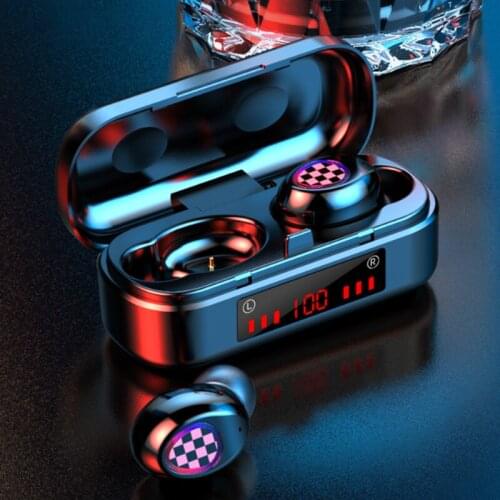 V7 TWS Bluetooth 5.0 headset wireless Earphone Touch Control Waterproof 6D Stereo sport Music Headset with 300mAh Charging box