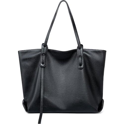 Genuine Leather Women Girl Shopping Street Purse Fashion Multi-pocket Handbag Shoulder Bags Simple Female Real Leather Daily Bag