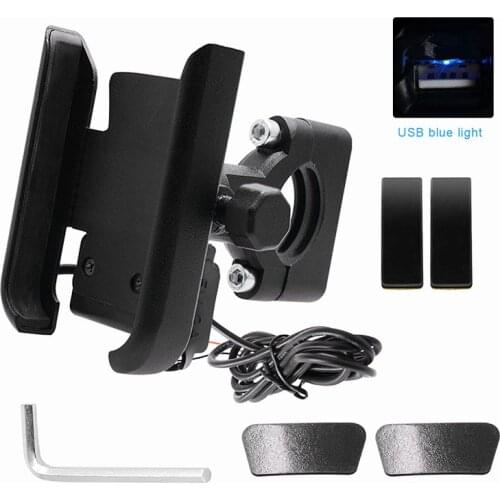 Universal Motorcycle Bike Scooter ATV Handlebar Rearview Mirror Mobile Phone Holder Stand Mount Bracket USB Port Charger