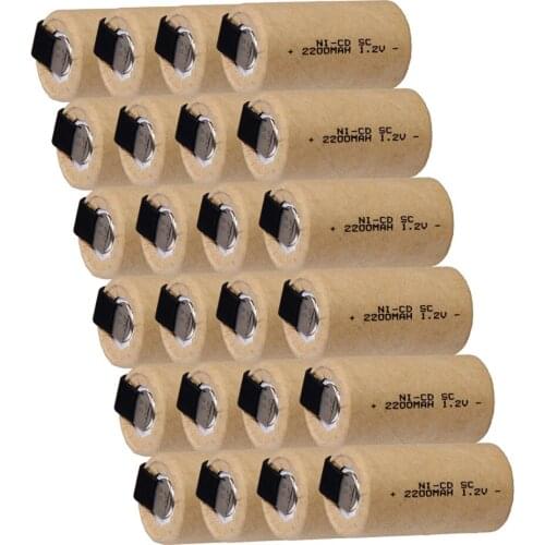 Yeckpowo 24 pcs SC 2200mah 1.2v battery NICD rechargeable batteria for electric drill for makita bosch B&D Hitachi metabo dewalt