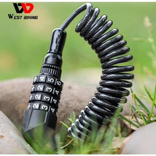WEST BIKING Bicycle Helmet Lock 4 Digit Password Mini Anti-theft Bike Lock For Motorcycle Bicycle Scooter Cycling Bag Cable Lock