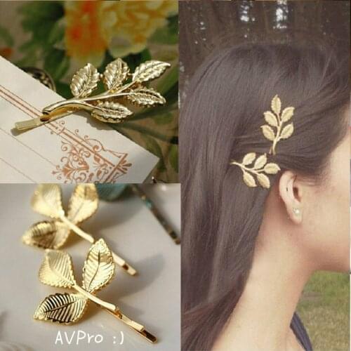 Woman Bride Metal Leaf Hair Clips Pearl Hairpin Beautiful and Elegant Girls Barrettes Hair Accessories Fashion Two Type