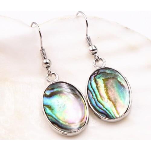Natural New Zealand Abalone Shell Earring for Women Multicolor Paua Shells Dangle Earrings Eardrop Oval Ear Jewelry 15x20mm A516