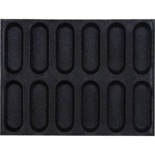 12 Cavity Non-Stick Baguette French Bread Bakeware Perforated Baking Pan Mat for 12-Inch Sub Rolls Silicone Baking Liners