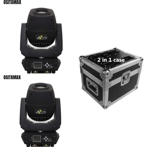 2 Lights+1 Case 230w LED DMX Moving Head Spot Light ZOOM function Double Prism Effect stage Light LED Disco DJ party movinghead