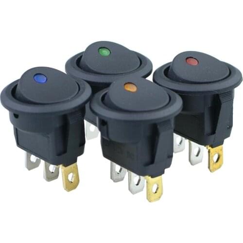 10Pcs Car 12V 3 Pin Round Rocker Dot Boat LED Light Toggle Switch SPST ON/OFF