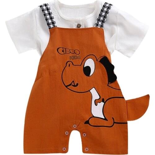 Baywell 0-3Y Summer Kids Children Casual Baby Cute Cartoon Dinosaur Printing Kids Overalls Without T-shirt