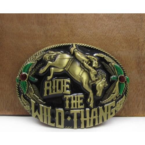 BuckleClub wholesale zinc alloy ride the wild thang rodeo jeans gift cowboy belt buckle FP-02628-1 for men 4cm width loop