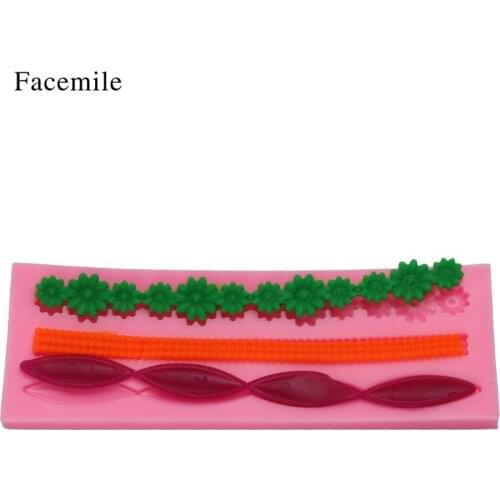 Long strip lace flowers chocolate wedding DIY fondant baking border cake decorating tools silicone mold kitchen baking utensils